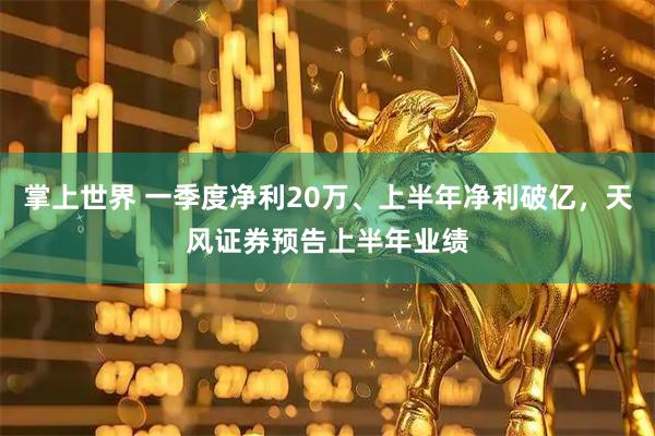 掌上世界 一季度净利20万、上半年净利破亿，天风证券预告上半年业绩